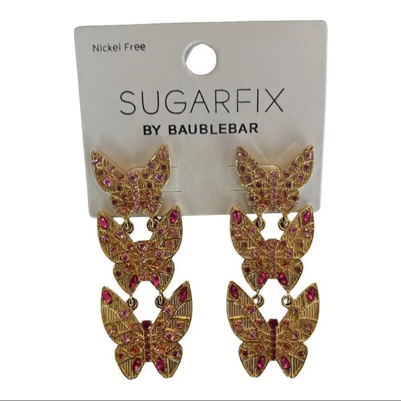 $10 SALE! 
BaubleBar Stacked Metallic Butterfly Drop Earrings - Picture 2 of 4